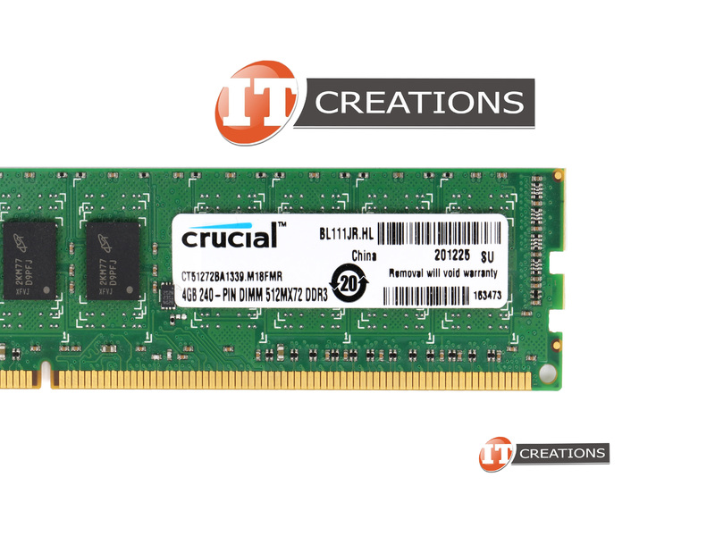 CRUCIAL 4GB PC3-10600E DDR3-1333 UNBUFFERED ECC 2RX8 CL9 240 PIN 1.5V  MEMORY MODULE (CT51272BA1339.M18FMR)