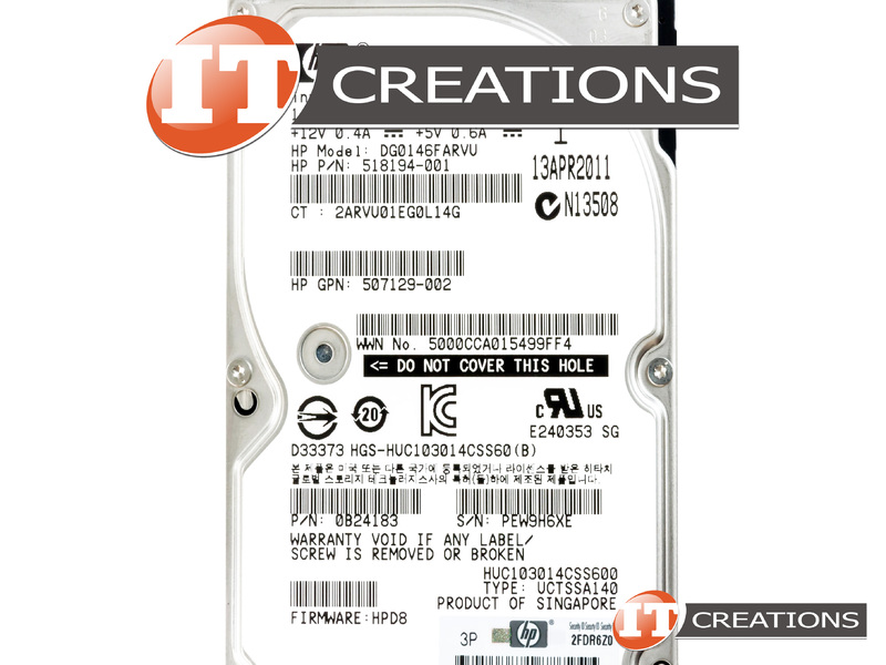 DG0146FARVU HP / HITACHI GLOBAL 146GB 10K RPM SAS 2.5 INCH SMALL FORM ...