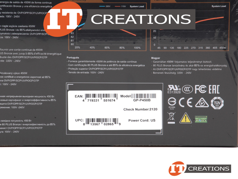 GPP450BRETAIL Retail GIGABYTE POWER SUPPLY 450W 100240V 84A 50