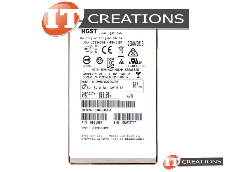 HGST Hitachi Ultrastar SSD1600MM 200GB MLC SAS/SSD 12Gbps HUSMM1620ASS204 #D233 