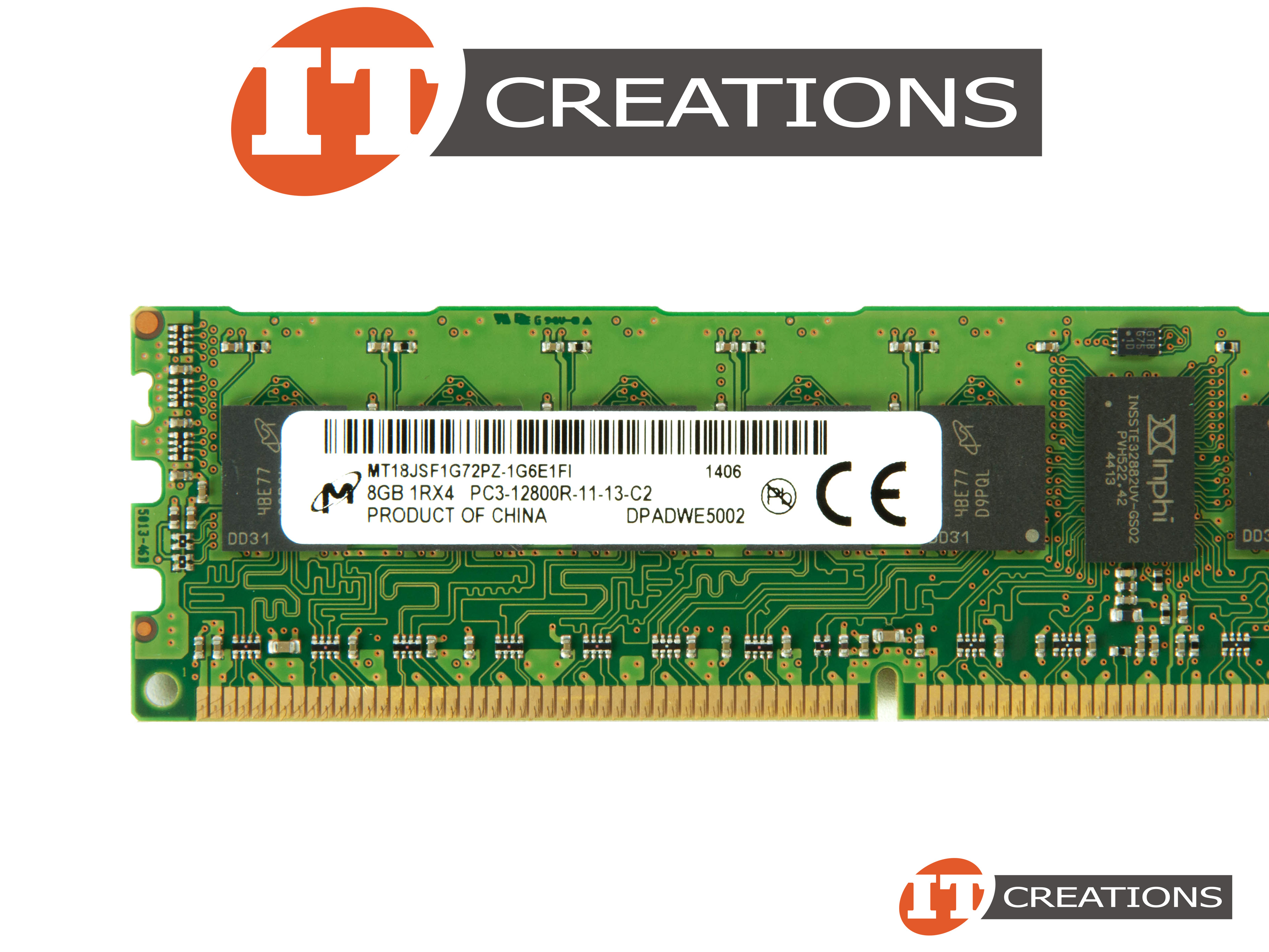Mémoire 8Gb 2Rx8 PC3L-12800R DDR3 ECC MICRON MT18KSF1G72PDZ-1G6E1FF