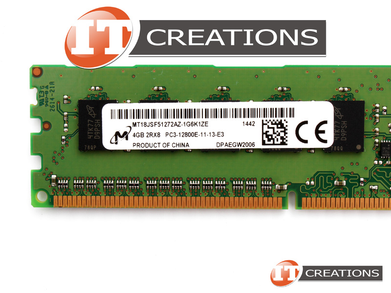 MT18JSF51272AZ-1G6K1ZE MICRON 4GB PC3-12800E DDR3-1600 UNBUFFERED ECC 2RX8  CL11 240 PIN 1.5V MEMORY MODULE
