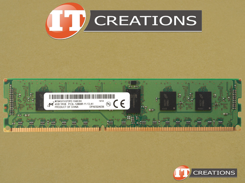 MICRON 4GB PC3L-12800R DDR3-1600 REGISTERED ECC 1RX8 CL11 240 PIN 1.35V LOW  VOLTAGE MEMORY MODULE (MT9KSF51272PZ-1G6E2HF)