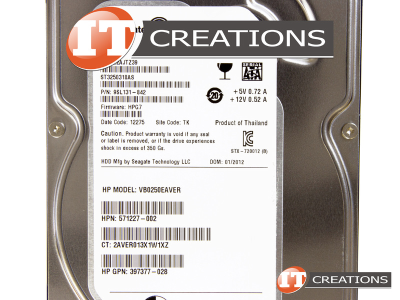 ST3250318AS-HP - Refurbished - HP / SEAGATE 250GB 7.2K RPM SATA 3.5 INCH  LARGE FORM FACTOR LFF BARRACUDA 7200.12 ENTRY ETY 3GB/S HARD DRIVE WITH NON HOT  PLUG HARD DRIVE TRAY /