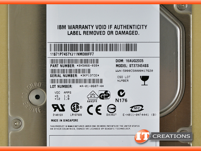 ST373454SS SEAGATE 73GB 15K RPM SAS 3.5 INCH HARD DRIVE
