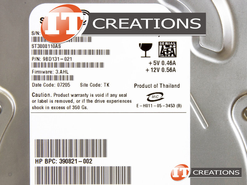 ST3808110AS-HP SEAGATE 80GB 7.2K RPM SATA 3Gb/S 3.5 INCH HARD DRIVE