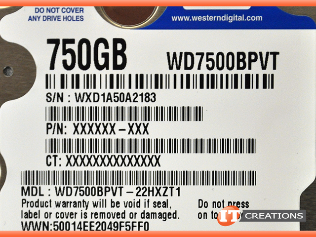 WD7500BPVT WESTERN DIGITAL 750GB 5.4K RPM SATA 2.5 INCH HARD DRIVE