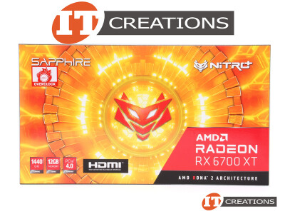 SAPPHIRE NITRO+ AMD RADEON RX 6700 XT GAMING OC GPU 12GB 2560 STREAM CORES MEMORY INTERFACE 192 BIT GDDR6 PCI-E 4.0 X16 ( 3 ) THREE DISPLAYPORTS DP ( 1 ) ONE HDMI GRAPHICS PROCESSING UNIT VIDEO CARD video