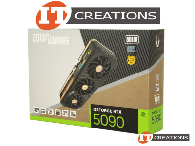 ZOTAC GAMING GEFORCE RTX 5090 SOLID OC GPU 32GB 21760 CUDA CORES MEMORY INTERFACE 512 BIT GDDR7 PCI-E 5.0 X16 ( 3 ) THREE DISPLAYPORTS DP ( 1 ) ONE HDMI GRAPHICS PROCESSING UNIT VIDEO CARD - NVIDIA BLACKWELL ARCHITECTURE TRIPLE FAN - TRIPLE SLOT video