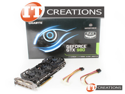 GIGABYTE NVIDIA GEFORCE GTX 980 GRAPHICS CARD 4GB MEMORY INTERFACE 256 BIT GDDR5 MEMORY CLOCK 7GB/S PCI-E 3.0 X16 ( 1 ) ONE DUAL LINK DVI-D ( 1 ) ONE  video