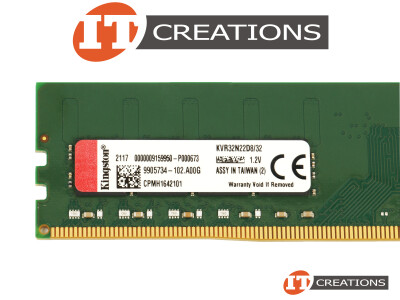 KINGSTON 32GB PC4-25600 DDR4-3200 UNBUFFERED NON ECC 2RX8 CL22 288 PIN 1.20V MEMORY MODULE ( PC4-3200 / UDIMM ) ( KVR32N22D8/32 ) video