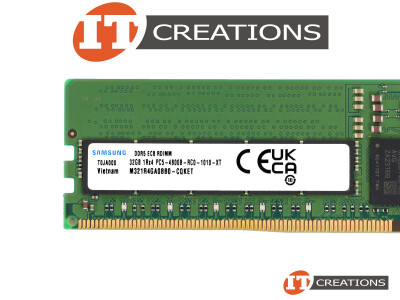 SAMSUNG 32GB PC5-38400 DDR5-4800B-R REGISTERED ECC / EC8 1RX4 CL40 288 PIN 1.1V MEMORY MODULE ( PC5-4800B-R ) ( ERROR CORRECTION CODE 80 BIT ) video