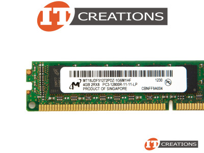 MICRON 4GB PC3-12800R DDR3-1600 REGISTERED ECC 2RX8 CL11 240 PIN 1.5V VERY LOW PROFILE MEMORY MODULE VLP video