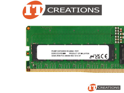 MICRON 32GB PC5-38400 DDR5-4800B-R REGISTERED ECC / EC8 2RX8 CL40 288 PIN 1.1V MEMORY MODULE ( PC5-4800B-R ) ( ERROR CORRECTION CODE 80 BIT ) video