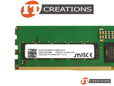 MICRON 32GB PC5-44800 DDR5-5600B-R REGISTERED ECC / EC8 2RX8 CL46 288 PIN 1.1V MEMORY MODULE ( PC5-5600B-R ) ( ERROR CORRECTION CODE 80 BIT ) video