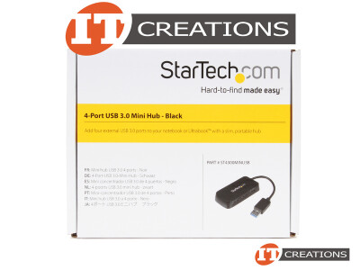 STARTECH 4 PORT SUPERSPEED USB 3.0 MINI HUB DOCK - BLACK USB G3 TYPE A MALE TO ( 4 ) FOUR USB GEN3 TYPE A FEMALE ( UPC 065030850940 ) video
