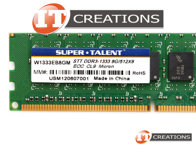 SUPER TALENT 8GB PC3-10600 DDR3-1333 ECC CL9 240 PIN 1.5V MEMORY MODULE video
