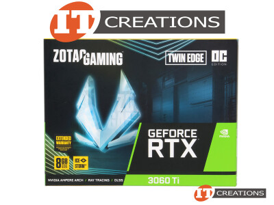 ZOTAC NVIDIA GEFORCE RTX 3060 TI GAMING GPU TWIN EDGE OC EDITION 8GB 4864 CUDA CORES GDDR6 MEMORY INTERFACE 256 BIT PCI-E 4.0 X16 ( 3 ) THREE DISPLAYPORTS DP ( 1 ) ONE HDMI GRAPHICS PROCESSING UNIT VIDEO CARD video