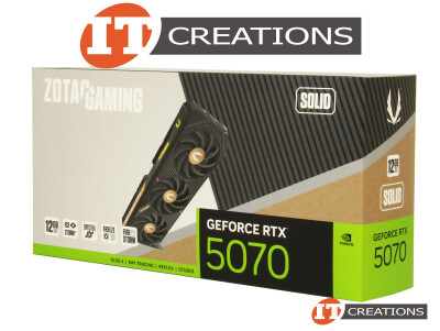 ZOTAC GAMING GEFORCE RTX 5070 SOLID GPU 12GB 6144 CUDA CORES MEMORY INTERFACE 192 BIT GDDR7 MEMORY BANDWIDTH 672GB/S PCI-E 5.0 X16 ( 3 ) THREE DISPLAYPORTS DP ( 1 ) ONE HDMI GRAPHICS PROCESSING UNIT VIDEO CARD - NVIDIA BLACKWELL ARCHITECTURE DUAL SLOT video