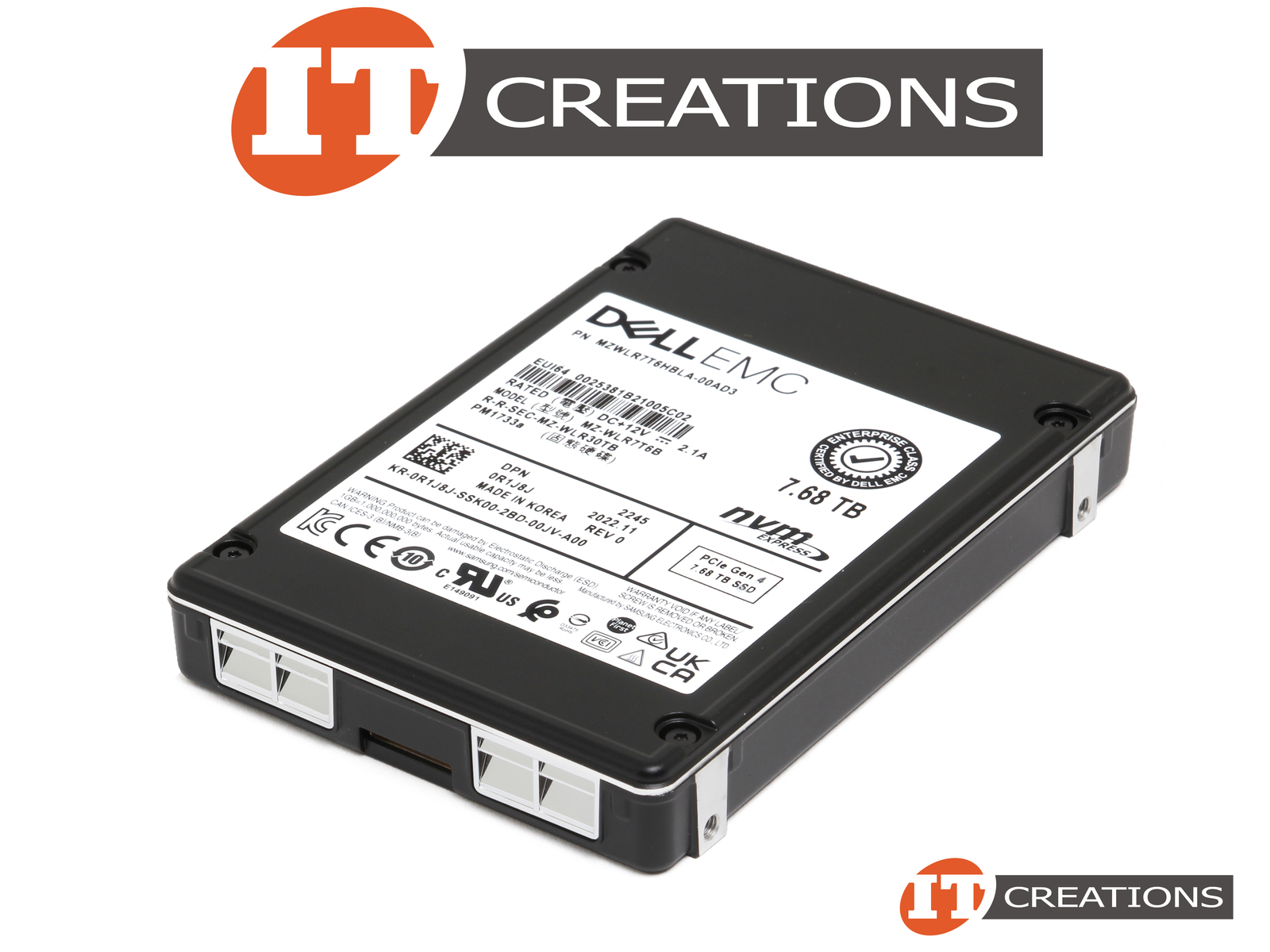 DELL EMC 7.68TB MLC PCIE 4.0 X8 NVME U.3 2.5 SFF ENTERPRISE SSD